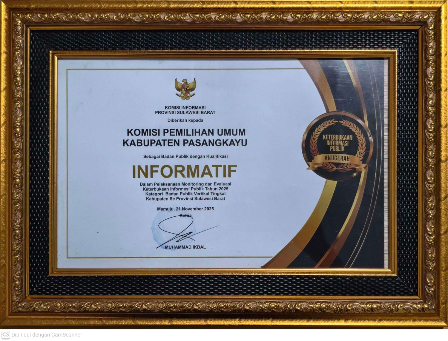 Piagam Penghargaan Informatif